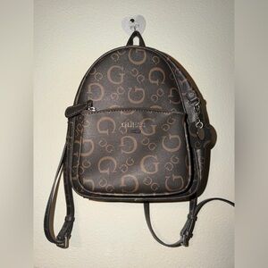 Guess Brown Logo Mini Backpack